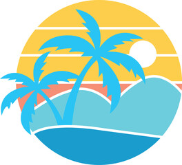 Tree and sun modern logo design.