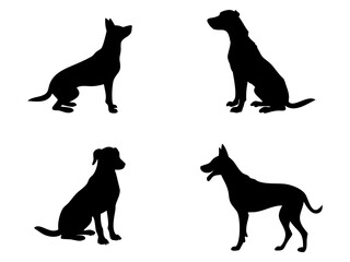 Set of dog's full black silhouette vector illustration design