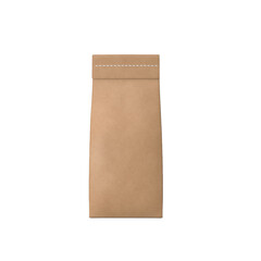 A plain brown paper bag, commonly used for packaging food or small items.