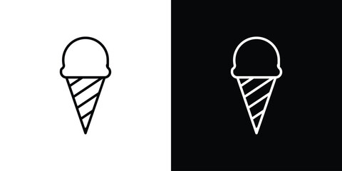 Ice cream cone icon in black. flat graphic vector icon