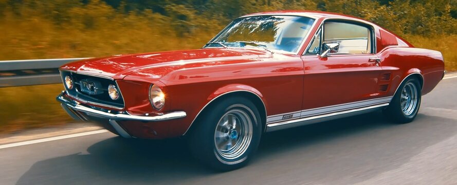 FORD MUSTANG 1967 FASTBACK GTA 390, retro, legend, super sports car, red sports car