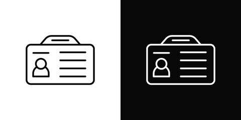 ID badge icon in black. flat graphic vector icon