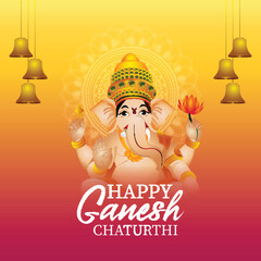 Vector illustration of happy ganesh chaturthi celebration greeting card