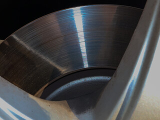 Car wheel, brake disc close-up