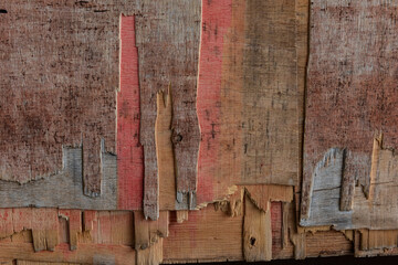 Textured, weathered and chipped wood paneling