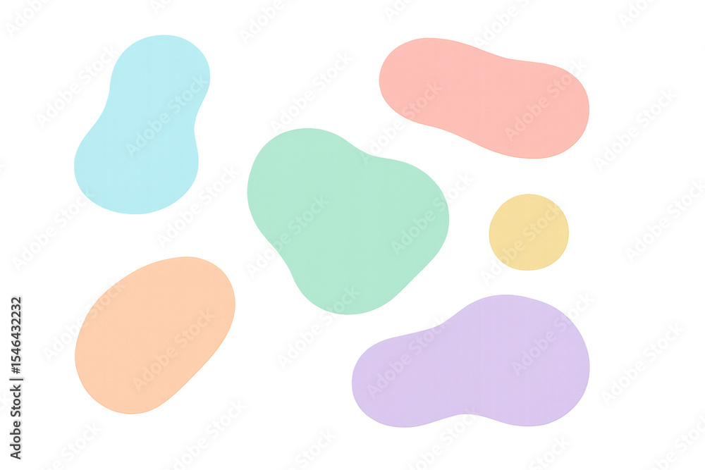 Aufkleber pastel liquid blob shapes blending, overlapping abstract graphic elements on transparent background