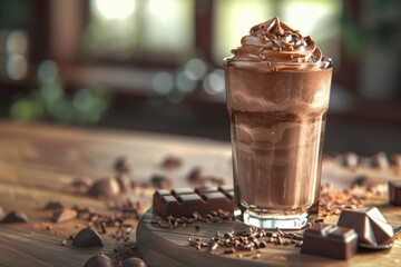 Detailed Picture of Chocolade Milk Shake on the Table