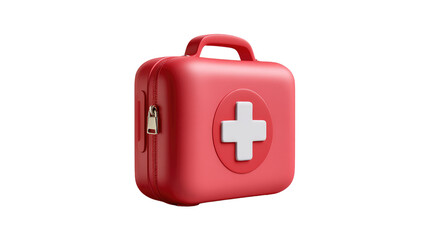 First Aid Kit: A striking close-up of a classic red first aid kit, featuring a prominent white cross, symbolizes safety, care, and preparedness.