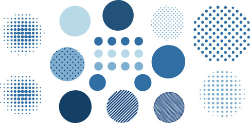 Abstract blue circle patterns on white background