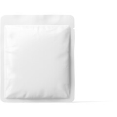 A plain white packet, likely used for packaging or storing various items.