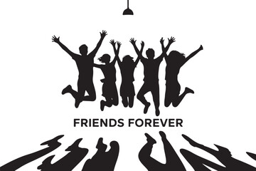 Joyful Friends Jumping Silhouette – Good Times Illustration