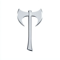 Silver Double Headed Battle Axe on White Background