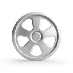 Obraz premium Silver Five Spoke Metal Wheel on White Background
