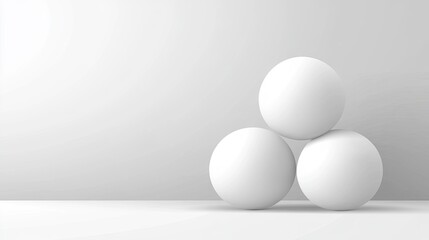 Three white spheres arranged in a triangular form.