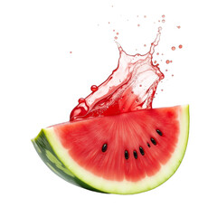 Fresh watermelon slice splashes water droplets in a vibrant display of summer's sweetness and refreshment