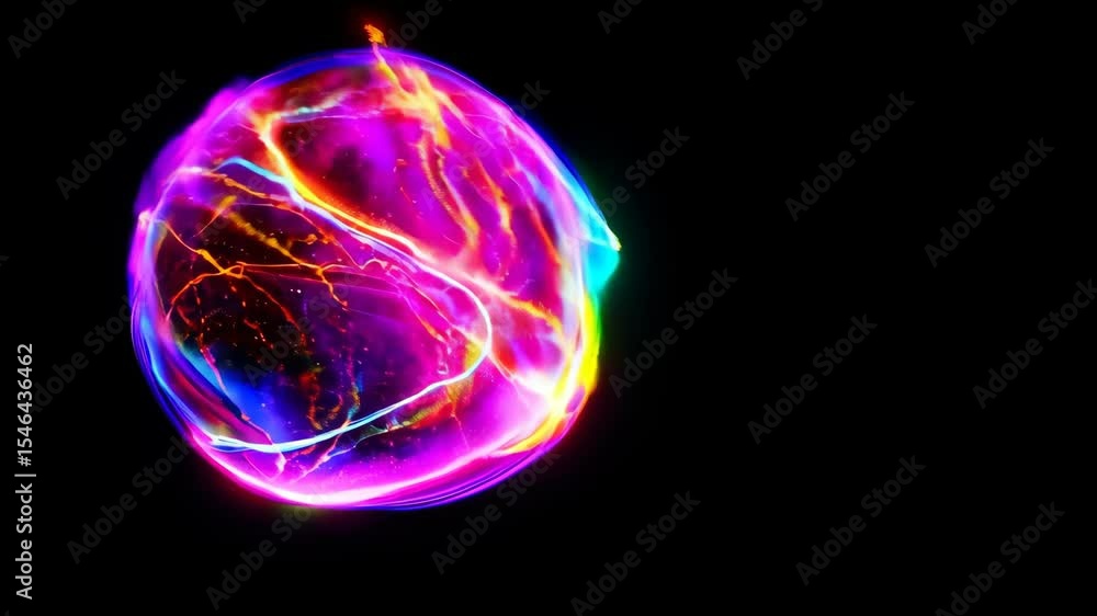 Poster vivid light trails forming dynamic abstract orb in motion