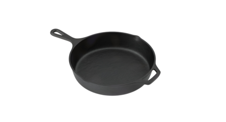 A cast iron skillet, ideal for cooking and baking due to its excellent heat retention and durability.