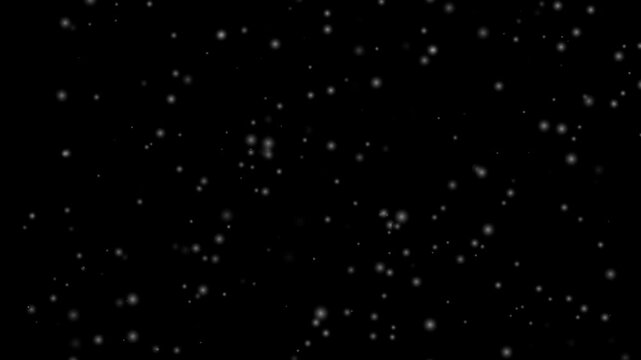 animated falling snow flakes in black background 4k video