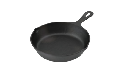 A cast iron skillet, ideal for cooking various dishes with excellent heat retention and durability.