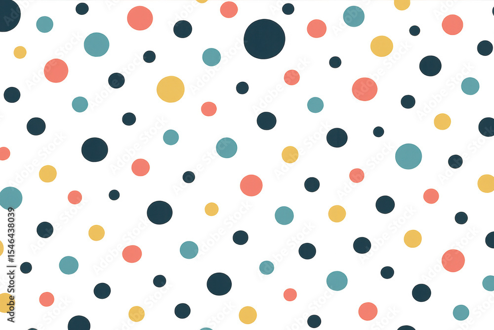 Poster seamless pattern featuring colorful dots scattered across a transparent background, ideal for variou