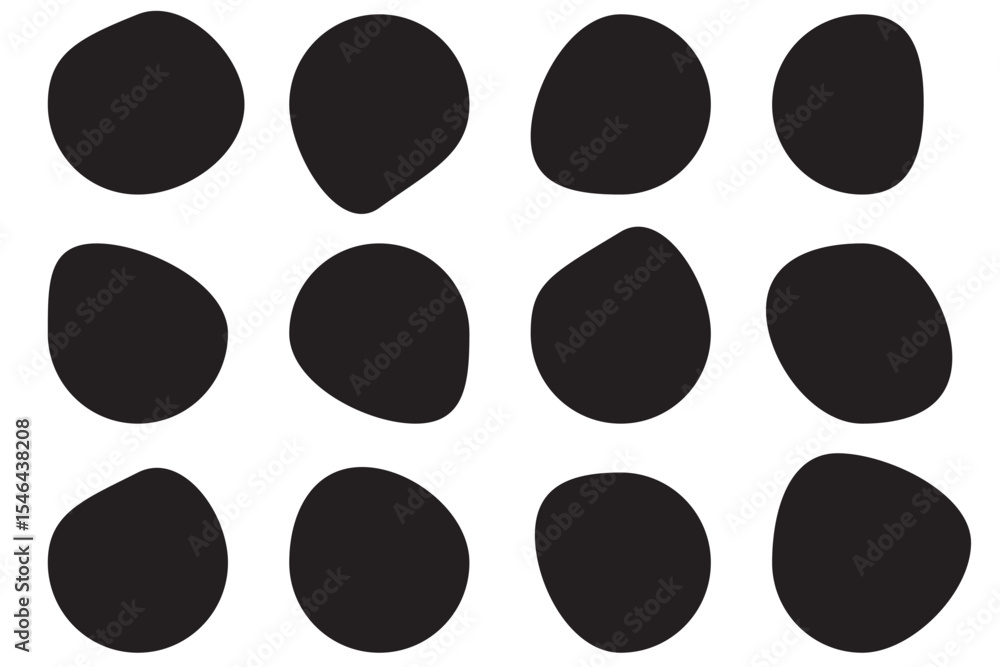 Poster irregular shape vector design illustration . abstract black blob shapes against white background .