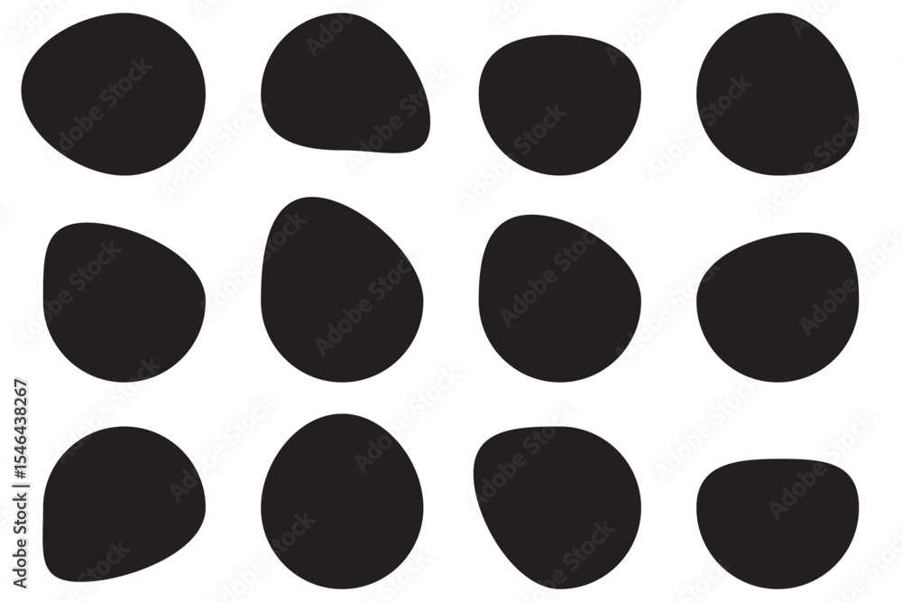 Poster irregular shape vector design illustration . abstract black blob shapes against white background .