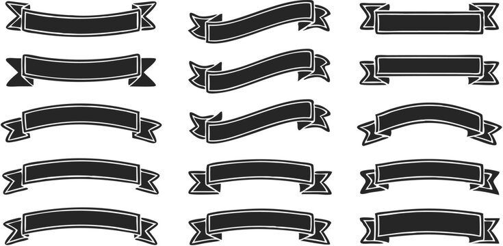 Collection of black and white ribbon banners