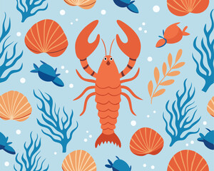 seamless pattern with sea shells