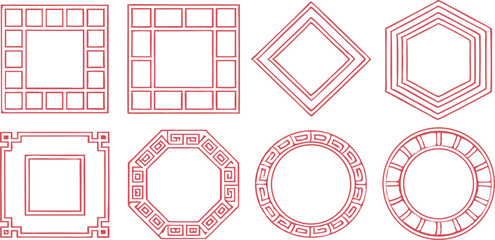 Collection of geometric frames and borders designs