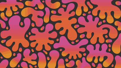 Abstract background with pink and orange gradient fluid shapes on dark gray