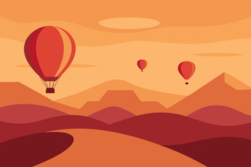 hot air balloon in sunset