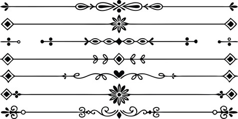 Decorative black divider lines for elegant designs
