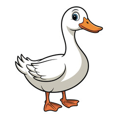 Obraz premium Cute White Cartoon Duck Illustration Orange Beak Blue Eyes Farm Animal Bird Graphic