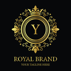 Golden vector illustration featuring an abstract background with an anniversary symbol, ideal for a vintage celebration award or business label design Y