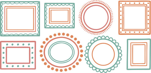 Decorative frames and borders in pastel colors