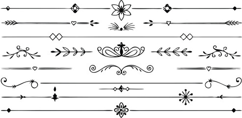 Decorative hand drawn dividers and borders elements