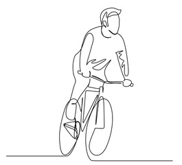art of a single continuous line of a man riding a bicycle