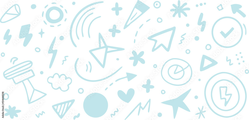 Poster doodle elements pattern design on white background