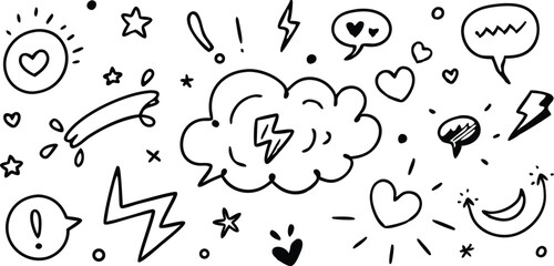 Fototapeta premium Creative Doodle Elements for Fun Designs and Projects