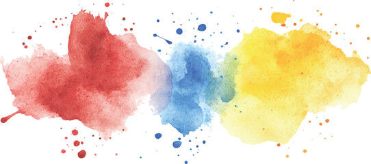 Colorful watercolor brush strokes vector. set of paint splatter illustration. Vibrant watercolor ink blots on white background. Set of watercolor circles multicolored, Colors watercolor paint. 