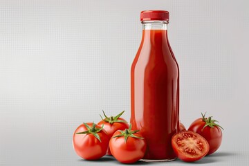 Detailed Visual  of Tomato Smoothies Bottle Isolated on Transparency Background