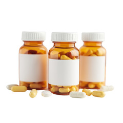 Bottles filled with vibrant capsules rest on a clean surface, showcasing the variety of supplements and medications available for health enhancement