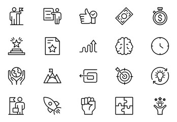 Fototapeta premium Core Values Icon Set. Minimal and Modern Vector Icons for Integrity, Ethics, Leadership, UI, Web, Mobile, and Business Graphic Design Projects