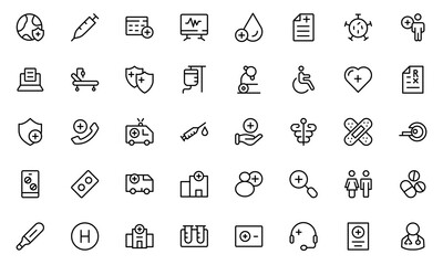 Medicine and Health symbols - minimal thin line web icon set. Outline icons collection. Simple vector illustration.