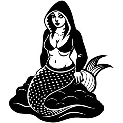 Fototapeta premium Mermaid in hoodie isolated on white background