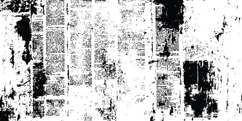Fototapeta premium Old white newspaper paper grunge vintage background. Vector black and white vintage grunge newspaper collage background with newspaper seamless pattern with black and white.