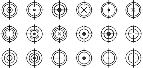 Hand drawn collection of target sight icons