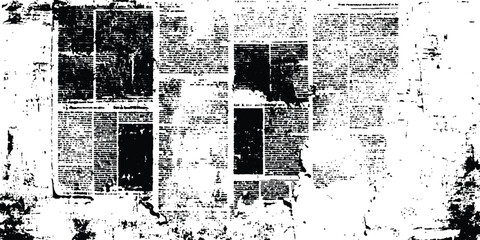 Vector old white newspaper paper grunge vintage background. Vector newspaper paper grunge vintage black and white poster with the words. Vector newspaper or magazine clippings