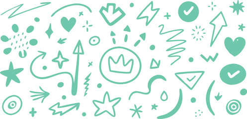 Hand drawn doodle elements on white background