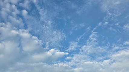 Natural Sky Background with Thin White Clouds and Sunlight.